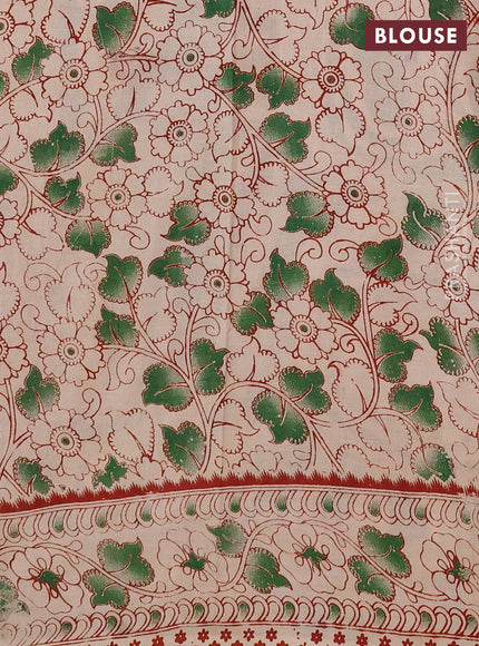 Kalamkari cotton saree mustard yellow and beige with allover prints and printed border