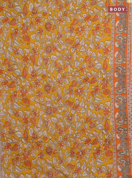 Kalamkari cotton saree 0 and 0 with allover prints and printed border