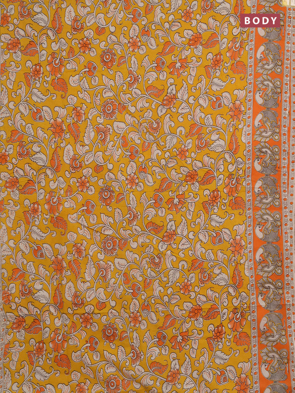 Kalamkari cotton saree 0 and 0 with allover prints and printed border