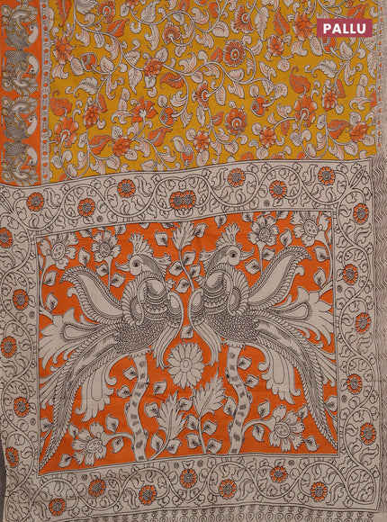Kalamkari cotton saree 0 and 0 with allover prints and printed border