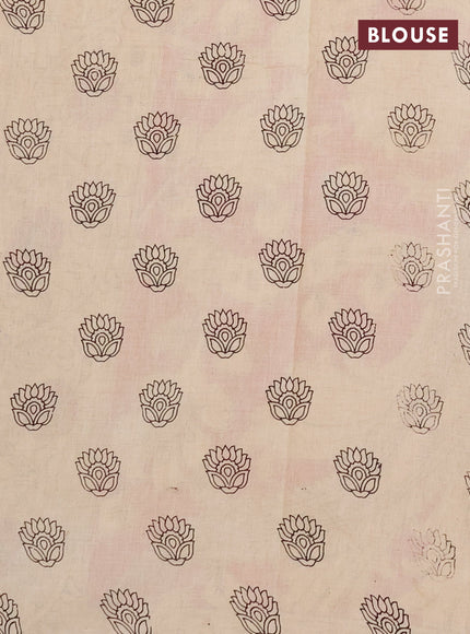 Kalamkari cotton saree peacock green and pink with allover prints and printed border