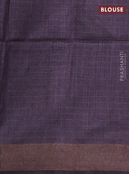 Munga tussar silk saree pink and jamun shade with allover ajarkh prints and zari woven border