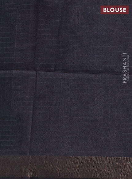 Munga tussar silk saree grey and black with allover ajarkh prints and zari woven border