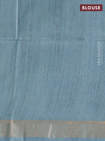 Munga tussar silk saree pastel blue with allover patola prints and zari woven border