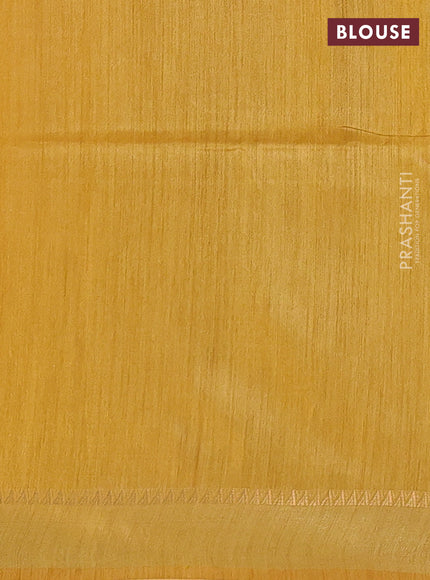 Munga tussar silk saree mustard yellow with allover patola prints and zari woven border
