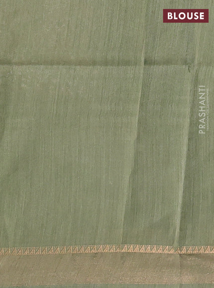 Munga tussar silk saree grey and pastel green with allover ikat prints and zari woven border