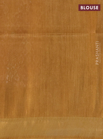 Munga tussar silk saree grey and mustard yellow with allover ikat prints and zari woven border
