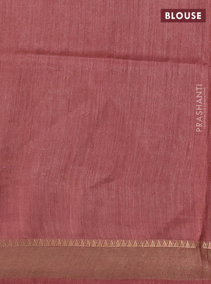 Munga tussar silk saree blue and pastel maroon with allover ikat prints and zari woven border