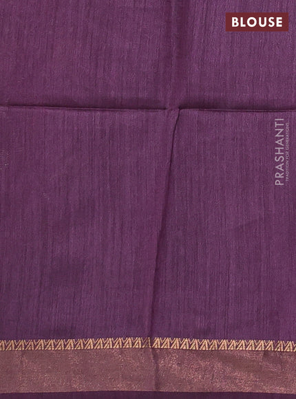 Munga tussar silk saree purple with allover patola prints and zari woven border
