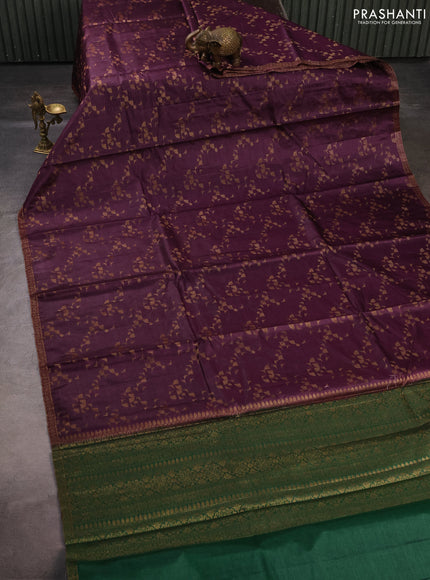Banarasi tussar silk saree wine shade with allover thread & zari weaves and small woven border