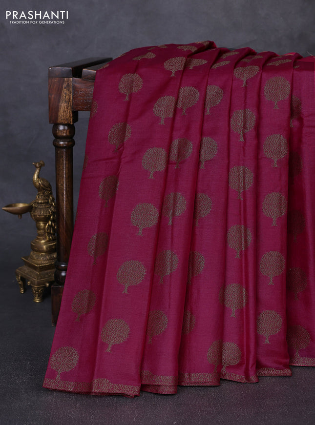 Banarasi tussar silk saree pink with allover thread & zari woven buttas and small woven border