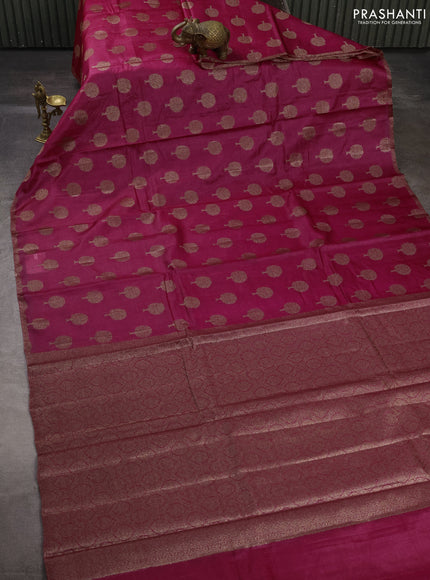 Banarasi tussar silk saree pink with allover thread & zari woven buttas and small woven border