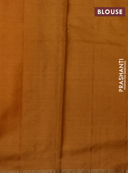 Banarasi tussar silk saree mustard yellow with allover thread & zari woven buttas and small woven border