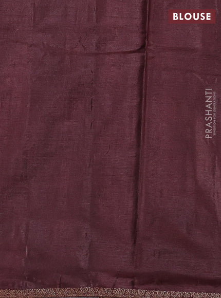 Banarasi tussar silk saree coffee brown with allover thread & zari woven buttas and small woven border