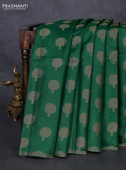 Banarasi tussar silk saree green with allover thread & zari woven buttas and small woven border