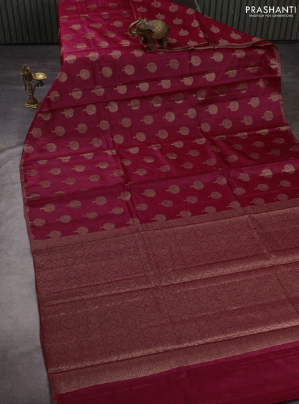 Banarasi tussar silk saree maroon with allover thread & zari woven buttas and small woven border