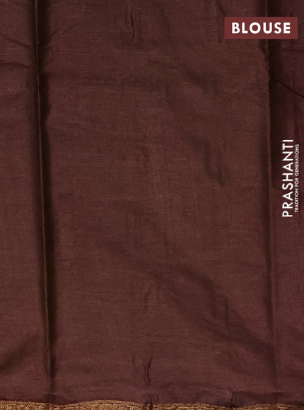 Banarasi tussar silk saree mehendi green with allover thread & zari woven buttas and small woven border