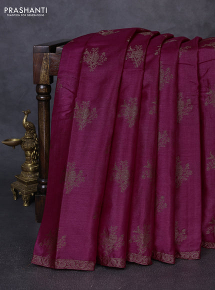 Banarasi tussar silk saree pink with allover thread & zari woven buttas and small woven border