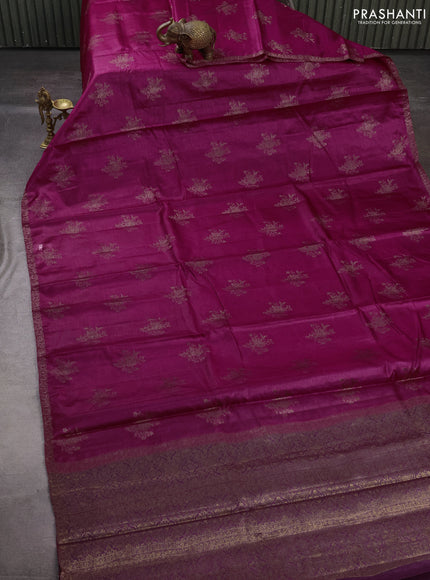 Banarasi tussar silk saree pink with allover thread & zari woven buttas and small woven border