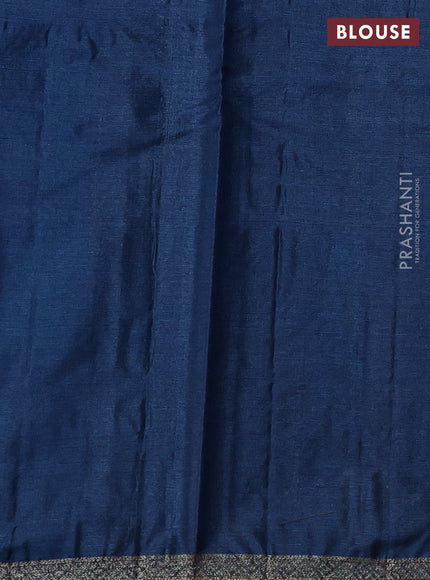 Banarasi tussar silk saree peacock blue with allover thread & zari woven buttas and small woven border
