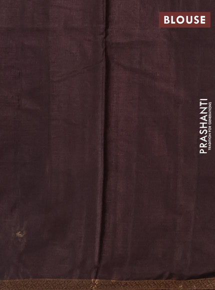 Banarasi tussar silk saree coffee brown with allover thread & zari woven buttas and small woven border