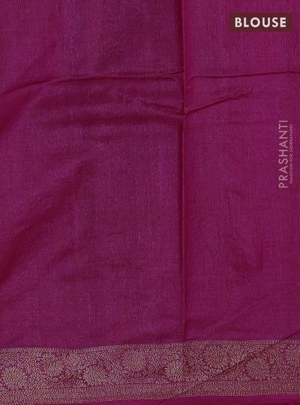 Banarasi tussar silk saree magenta pink with allover thread & zari woven buttas and woven border