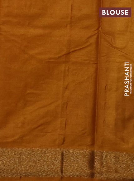 Banarasi tussar silk saree mustard yellow with allover thread & zari woven buttas and woven border