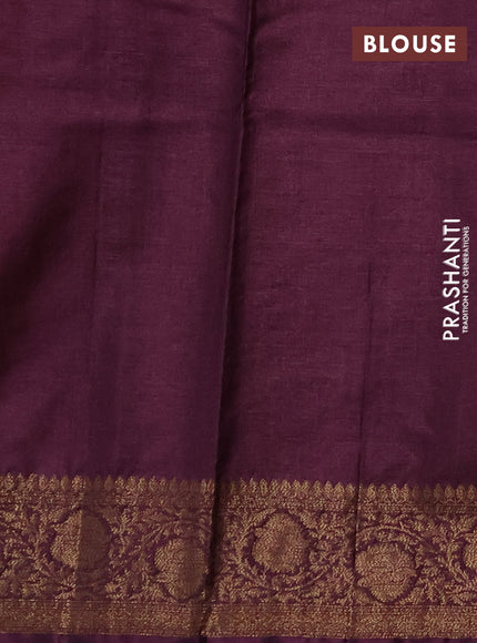 Banarasi tussar silk saree mustard yellow and wine shade with allover thread & zari woven buttas and woven border