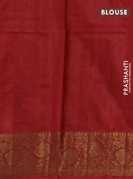 Banarasi tussar silk saree peacock blue and maroon with allover thread & zari woven buttas and woven border
