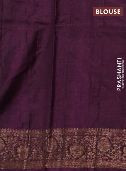 Banarasi tussar silk saree green and wine shade with allover thread & zari woven buttas and woven border