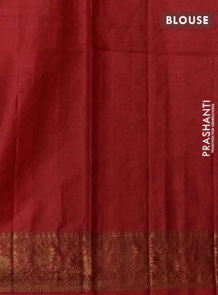 Banarasi tussar silk saree brown and maroon with allover thread & zari weaves and woven border
