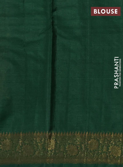 Banarasi tussar silk saree maroon and green with allover thread & zari weaves and woven border