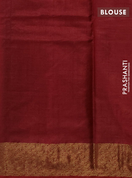 Banarasi tussar silk saree peacock blue and maroon with allover thread & zari woven buttas and woven border