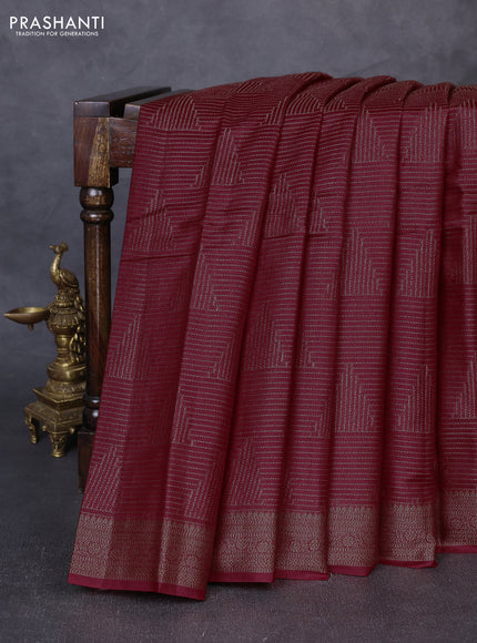 Banarasi tussar silk saree maroon with allover thread & zari weaves and woven border