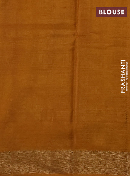 Banarasi tussar silk saree mustard yellow with allover thread & zari weaves and woven border