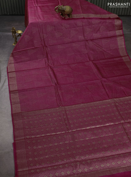 Banarasi tussar silk saree pink with allover thread & zari weaves and woven border