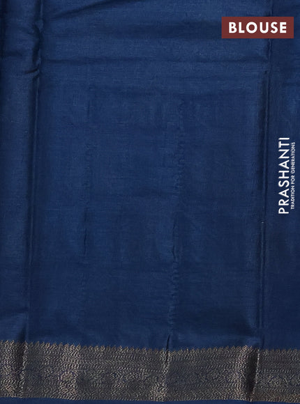 Banarasi tussar silk saree peacock blue with allover thread & zari weaves and woven border
