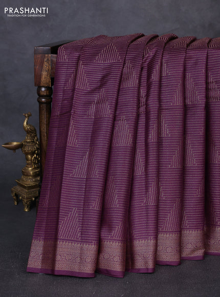 Banarasi tussar silk saree wine shade with allover thread & zari weaves and woven border