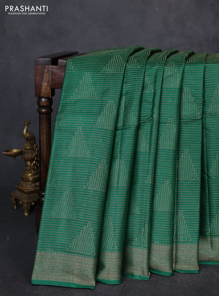 Banarasi tussar silk saree mehendi green with allover thread & zari weaves and woven border