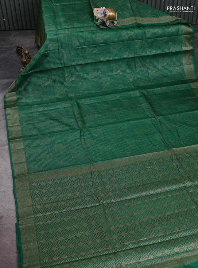 Banarasi tussar silk saree mehendi green with allover thread & zari weaves and woven border