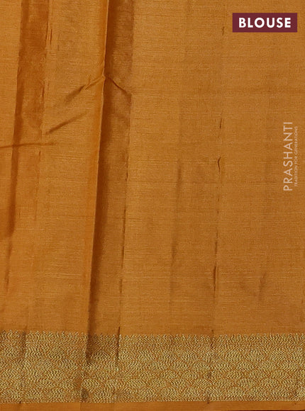 Banarasi tussar silk saree mustard yellow with allover thread & zari weaves and woven border
