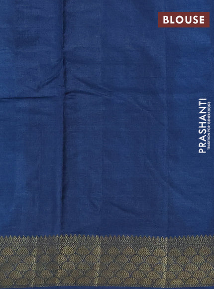 Banarasi tussar silk saree peacock blue with allover thread & zari weaves and woven border