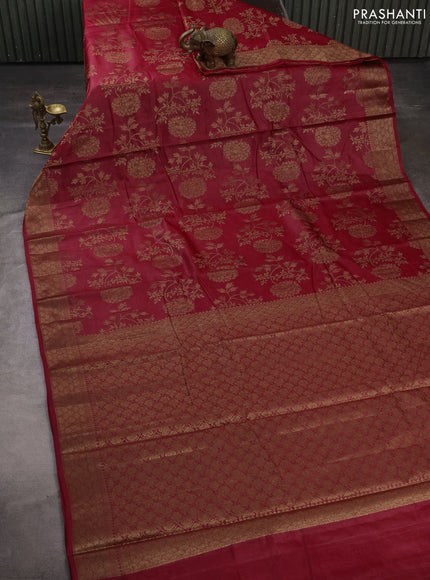 Banarasi tussar silk saree maroon with allover thread & zari weaves and woven border