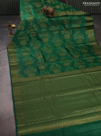 Banarasi tussar silk saree green with allover thread & zari weaves and woven border
