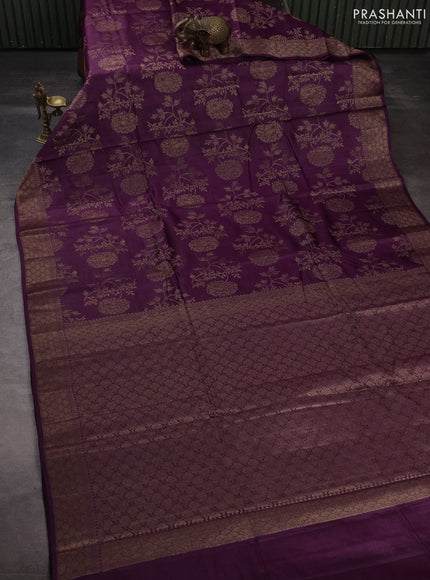 Banarasi tussar silk saree wine shade with allover thread & zari weaves and woven border