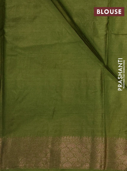 Banarasi tussar silk saree mehendi green with allover thread & zari weaves and woven border