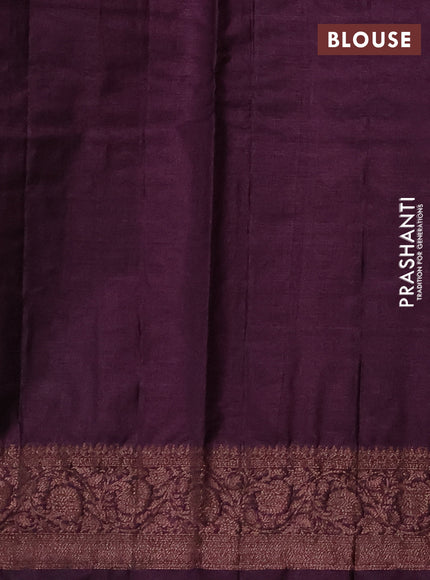 Banarasi tussar silk saree green and wine shade with allover thread & zari woven buttas and woven border