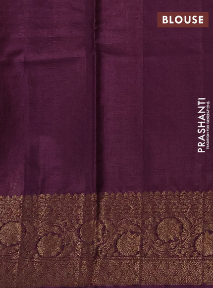Banarasi tussar silk saree mehendi green and wine shade with allover thread & zari woven buttas and woven border