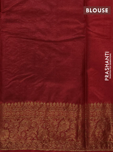 Banarasi tussar silk saree green and maroon with allover thread & zari weaves and woven border