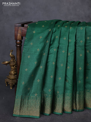 Banarasi tussar silk saree bottle green and maroon with allover thread & zari woven buttas and woven border